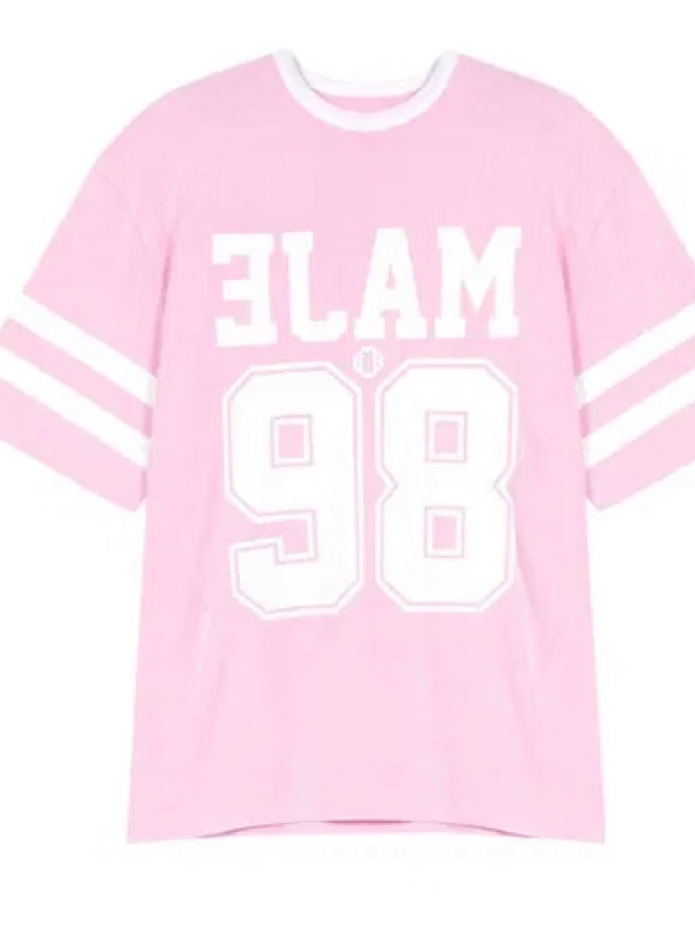 Maje Pink and White '98' Graphic Short Sleeve Tee